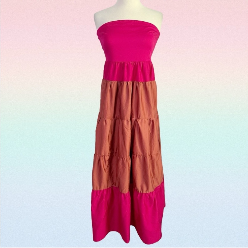 Forever 21 Strapless Pink and Red Tiered Dress - Picture 5 of 12